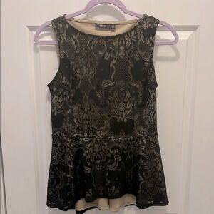 Gold Peplum Embellished Sleeveless Blouse